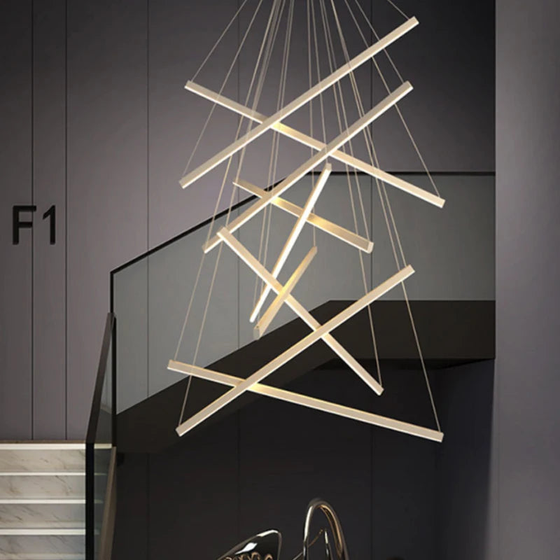 Modern Led Chandeliers Living Dining Room Kitchen Lighting Decor Lustre Pendant Lamp Indoor Duplex Hall Hanging Lights Fixture