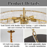 Luxury Murano Glass Multi-Tier Round Pendant Chandelier (Copper Frame) - Elegant Ceiling Light Fixture for Living Room & Dining Room Decor