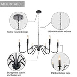 6-Light Iron Chandelier Black Farmhouse Chandelier Classic Candle Ceiling Pendant Light Fixture for Kitchen Island Dining Room