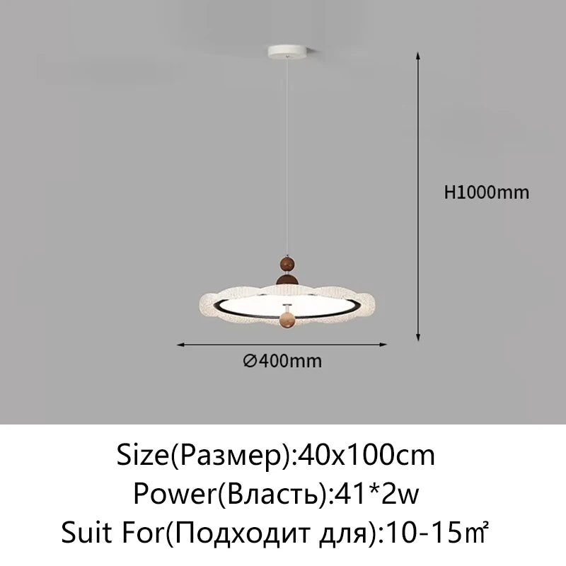 Nordic Modern Walnut Wood Grain Pendant Light - Dimmable LED Chandelier