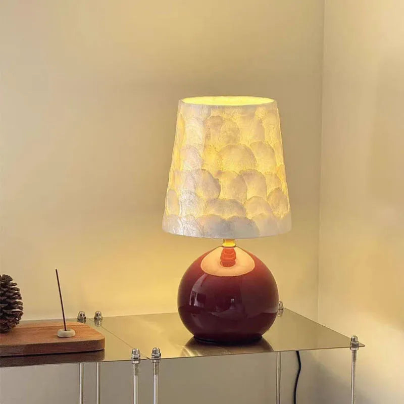 Natural Shell Ceramics High-end LED Decoration Table Lamp Desk Light For Living Room Bedroom Study Lighting Fixtures
