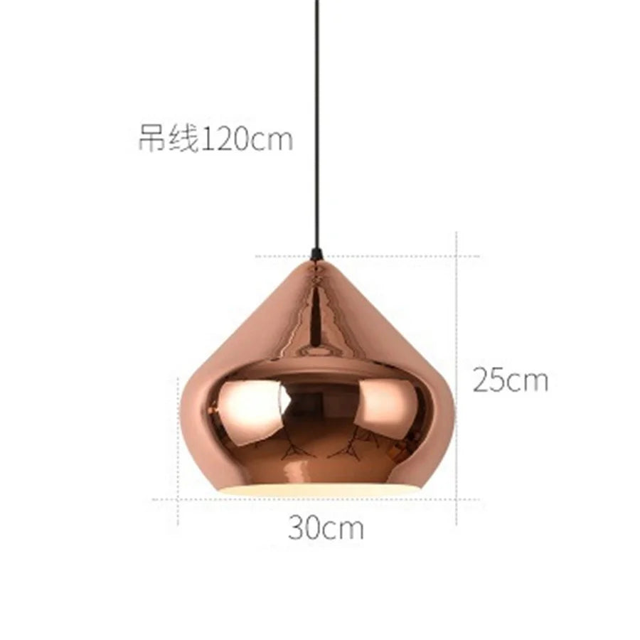 Rose Gold Electroplating Mirror Globe Pendant Lamp - E27 Glass Ball Light