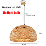 Handmade Vintage Pendant Lamp Bamboo Restaurant Café Chandeliers Wood Base E27 Bulb Lighting Hotel Bedroom Interior Classical