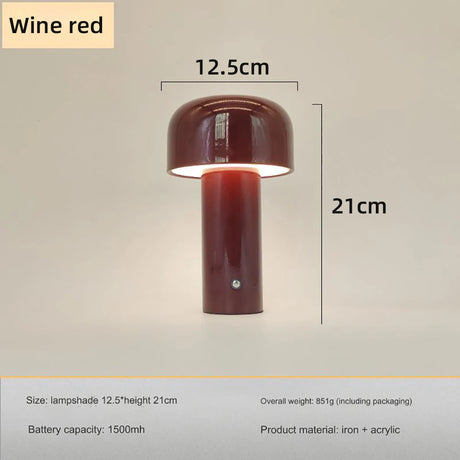 Mushroom Lamp Rechargeable Table Lamp LED Touch Desk Lamp 3 color Dimming for Cafe Restaurant Study Room Decoration Night Light