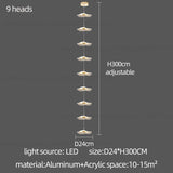 Led Staircase Pendant Lamp Modern Circular Lotus Leaf Living Room Chandelier Designer Villa Style Large Penthouse Chandelier