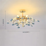Flower Chandelier Lights Modern Ceramics Pink Flowers LED for Home Decor Dining Room Living Room Bedroom Ceiling Lamps