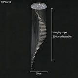 Modern Spiral Long Crystal Chandelier High Ceiling Stairwell Pendant Light Duplex Villa Indoor Decor Lighting