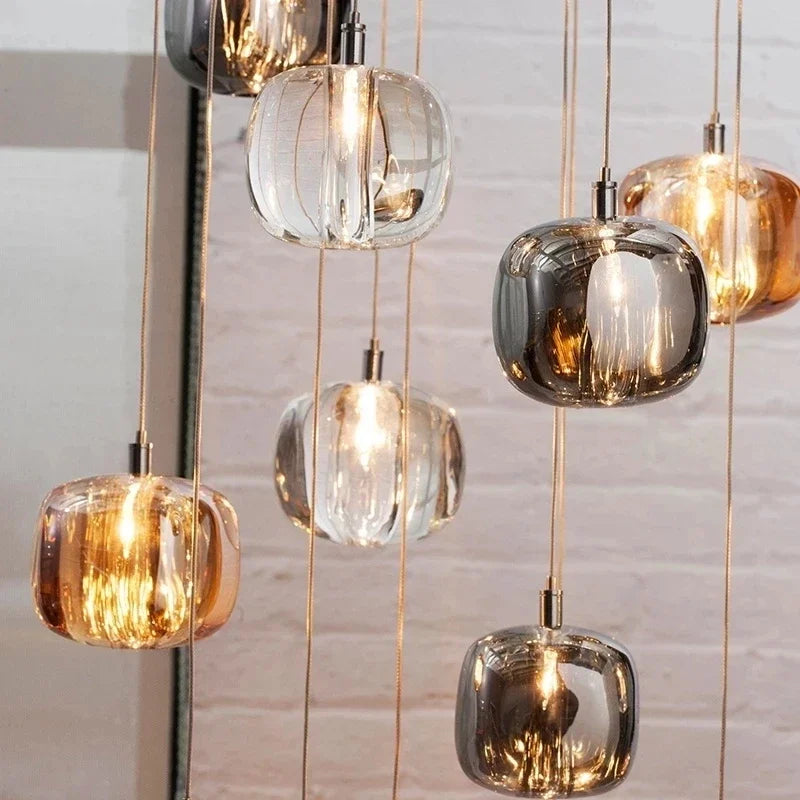Modern Art Crystal Ball LED Chandelier - Long Staircase Hanging Lamp