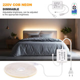 Wifi Bluetooth COB LED Neon Strip Light Wall Touch 23key Remote Control 220V Dimmer Power Kit 5m 10m 20m 0.5m 240LED/m Flex Lamp
