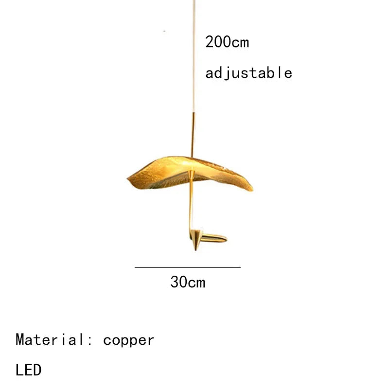 Modern Creative Copper LED Chandelier for Living Room Restaurant Kitchen Bedroom Designerhanging Lamp Art Decor Lighting Fixture
