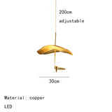 Modern Creative Copper LED Chandelier for Living Room Restaurant Kitchen Bedroom Designerhanging Lamp Art Decor Lighting Fixture