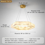 Artificial Marble Pendant Light (Imitation Alabaster) - Modern LED Ceiling Hanging Lamp Fixture for Living Room, Dining Room, Hotel & Villa Decor