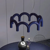 Oblure Arch Chandelier Post Modern Design Pendant Light for Coffee Living Room Kitchen U Shaped Lamp Blue Metal Macaron Lamp