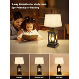 20.5in Black Farmhouse Touch Control Lamp, 3-Way Dimmable Nightstand Light with 2 Bulbs for Living Room, Bedroom, Office,