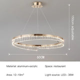Modern Luxury Style Led Chandelier For Living Room Bedroom Dining Room Pale Gold Luster Lamp Round Ring Design Pendant