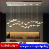 Suspension Chandelier Design Bird Hanging Lamp Dining Table Dining Chandelier Rectangle Kitchen Island Acrylic Pendant Light