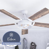 Bright White Remote Control Ceiling Fan, 5 Blades Ceiling Fans Room Decor Home Fan  Ceiling Fan with Led Light