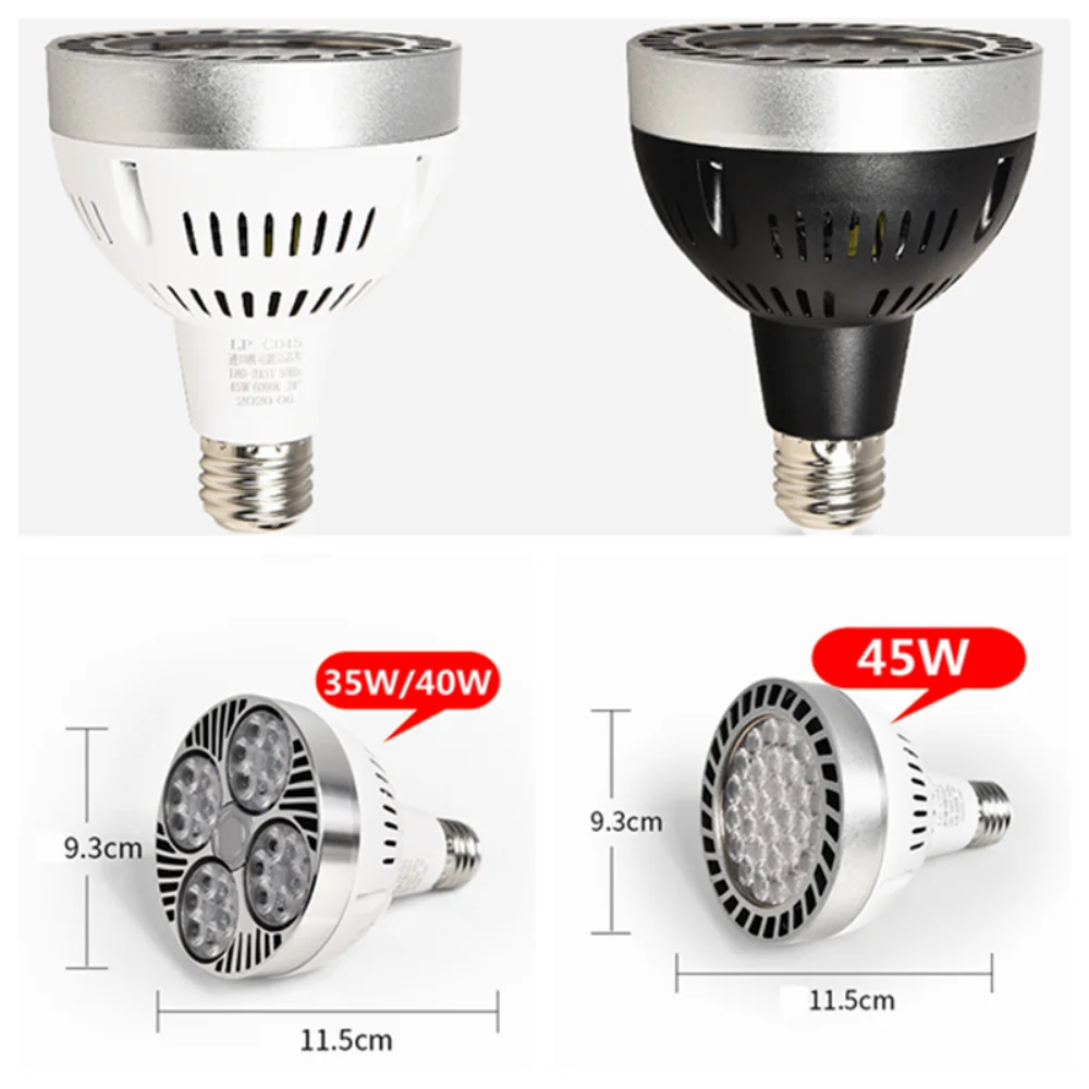 Led High Power Par30 Light Bulb 35w 45w E27 Super Bright Energy-saving Lamp 220v Spotlight Lighting Daylight Bedroom Balcony