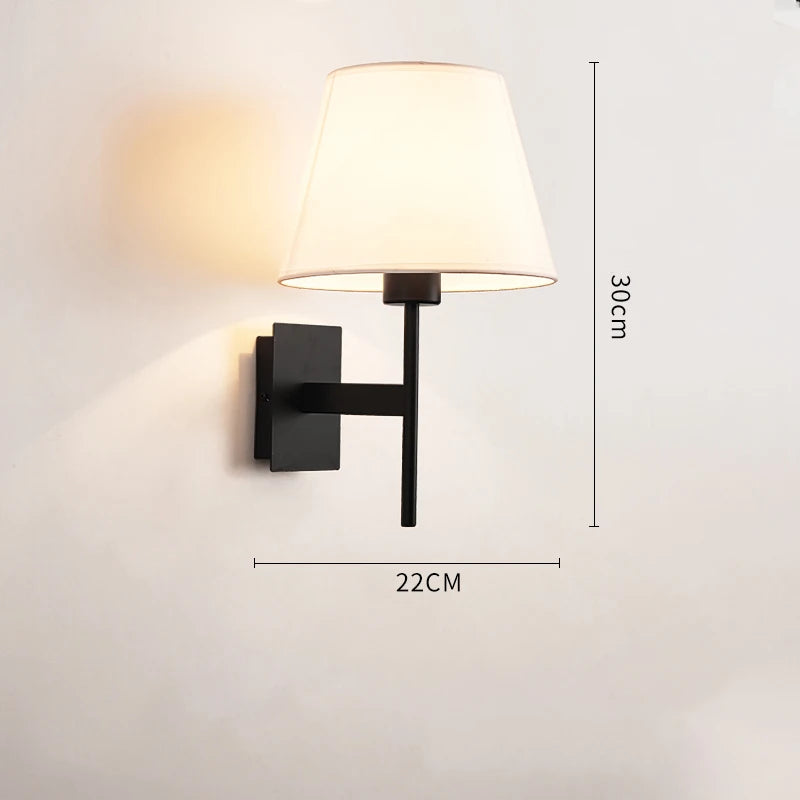 American Classic Fabric Wall Lamp Nordic Retro Led Bedside Light Indoor Bedroom living room sofa Corridor Stairs Decors Sconce