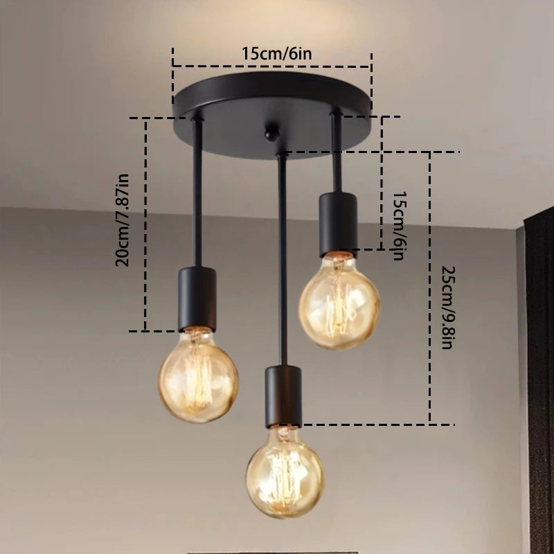 E27 Bulb Modern LED Ceiling Light Black - Energy Saving, Living Room, Bedroom, Kitchen, Easy Installation, Bulb