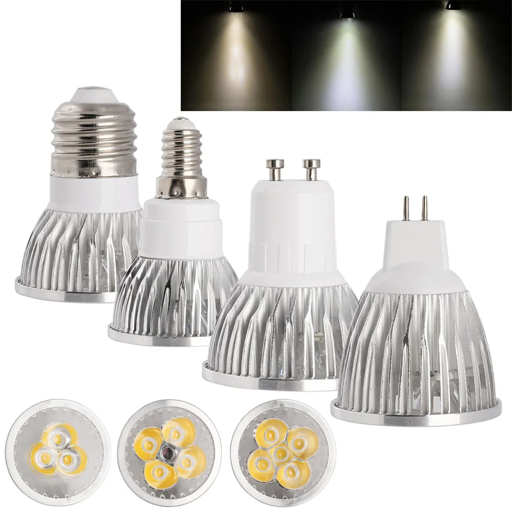 High Brightness LED Spotlight Bulb - E27 E14 GU10 MR16 Base (9W 12W 15W)
