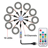 LED Sparkle Ring Light Circle Module WS2812B Individually Addressable RGB Atmosphere Lamp 17 Key Music Remote Control for Party