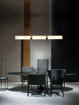 Elevate Your Dinning Room With Our Marble Cylinder Led Pendant Light Dimming Function White Linear Alabaster Gold Silver