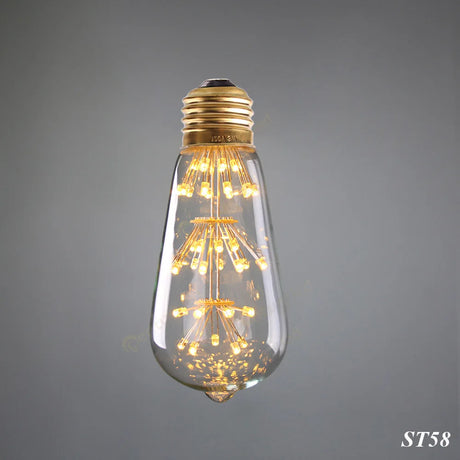 Vintage Led ST64 E27 LED Non- Dimmable Bulb Vintage Starry Sky Lamp 3W 2200K Bottle Lightbulb Decorative Christmas Firework Lamp