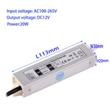 LED Waterproof Power Supply Input AC100-265V Output 12V 1A 12W/1.68A 20W /2.5A 30W/ 3.75A 40W /5A 60W /Transformer Driver
