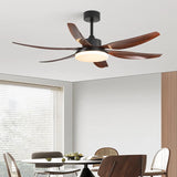 Vintage Walnut Wood Ceiling Fan with Light - French Retro Fan for Living Room