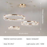 Modern Luxury Style Led Chandelier For Living Room Bedroom Dining Room Pale Gold Luster Lamp Round Ring Design Pendant