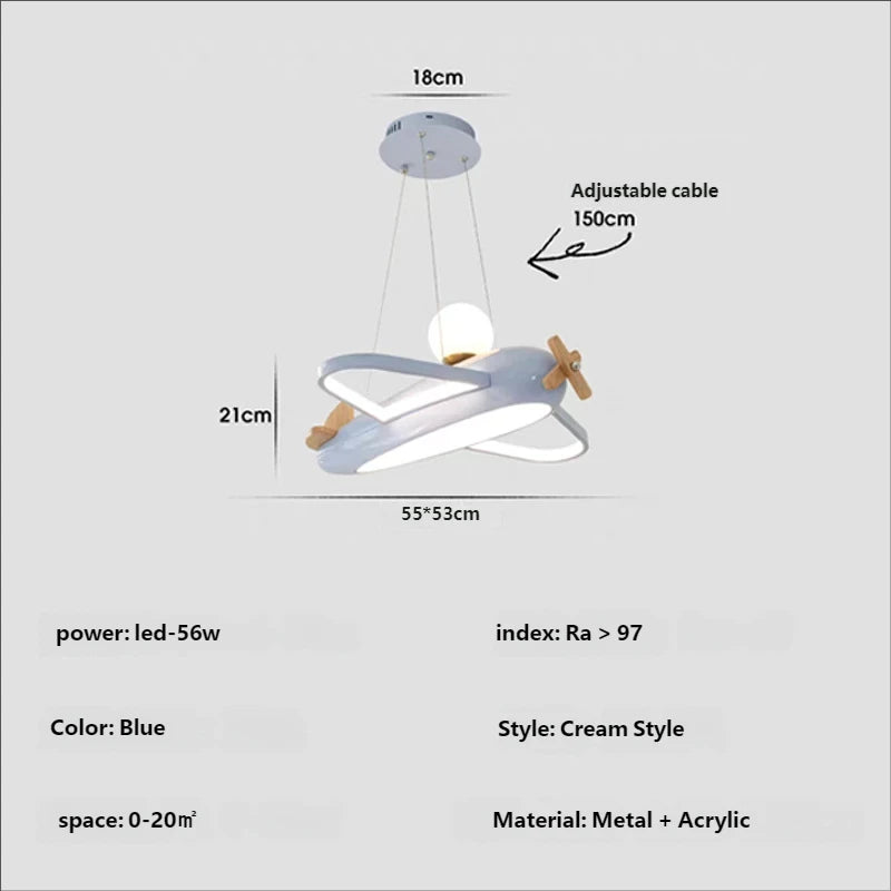 2026 Children's Room Airplane Chandelier - Creative LED Bedroom Pendant Light