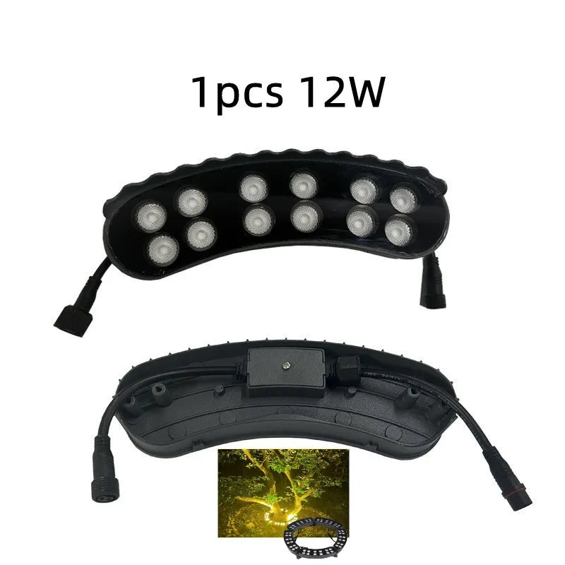 1pcs 12W IP65 Waterproof Ring Column Light Outdoor Garden Landscape LED Holding Tree Lamp Plug-in Ground Spotlight