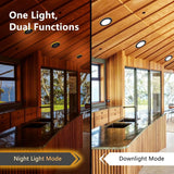 6-Inch Black LED Recessed Light with Night Light - 5CCT Dimmable Wafer Light
