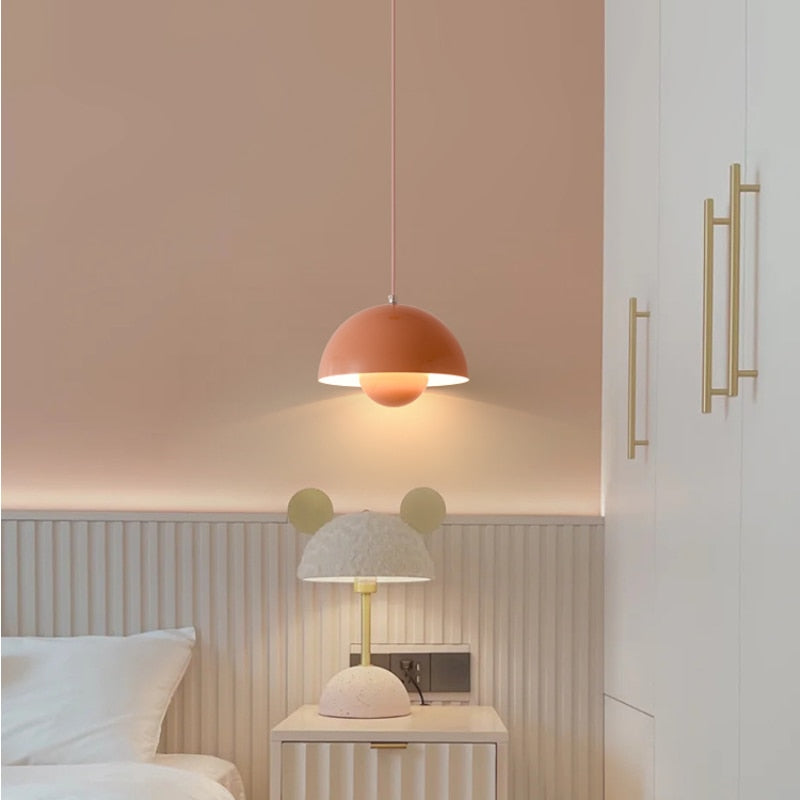 LED Flower Bud Chandelier Pendant Lamp Denmark Flower Bud Ceiling Lamp Cellular Metal Chandelier Black Semicircular Hanging Lamp