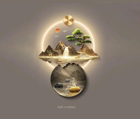 Light Luxury Corridor Home Decoration with Light Chinese Style Landscape Decorations Hanging Living Room Background Wall Decor