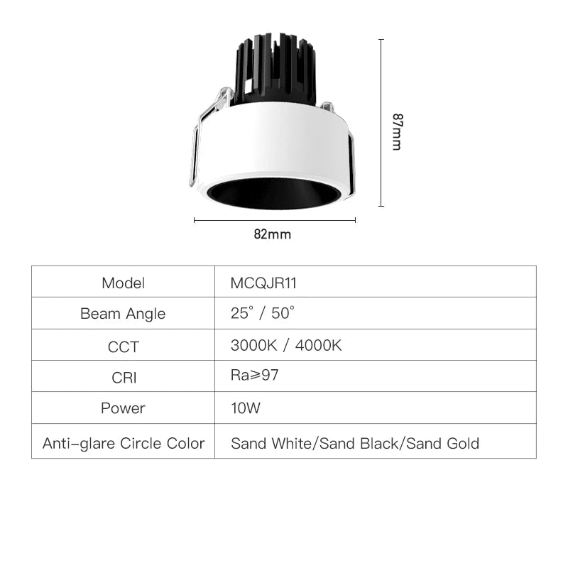 Ultra Thin Led Downlight Surface Mount Ceiling Lamps 10W Semi-recessed Anti-glare LED Spotlights AC110/220V Ceiling Light