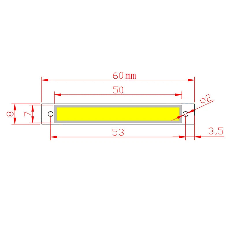 3V-4V DC 60mm 8mm LED COB Strip 1W 3W Warm Cold White Blue Red COB LED Light Source For DIY Bicycle Work Lamp