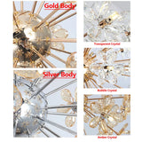 Modern LED Luxury Crystal Chandelier Dandelion Round Ball Pendant Ceiling Lamp for Dining Living Room Hanging Light New