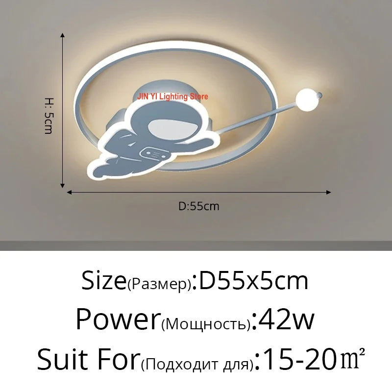 New Designer Home Warm Children's Room Ceiling Light Creative Simple Modern Personality Astronaut Boys Girls Bedroom Lighting