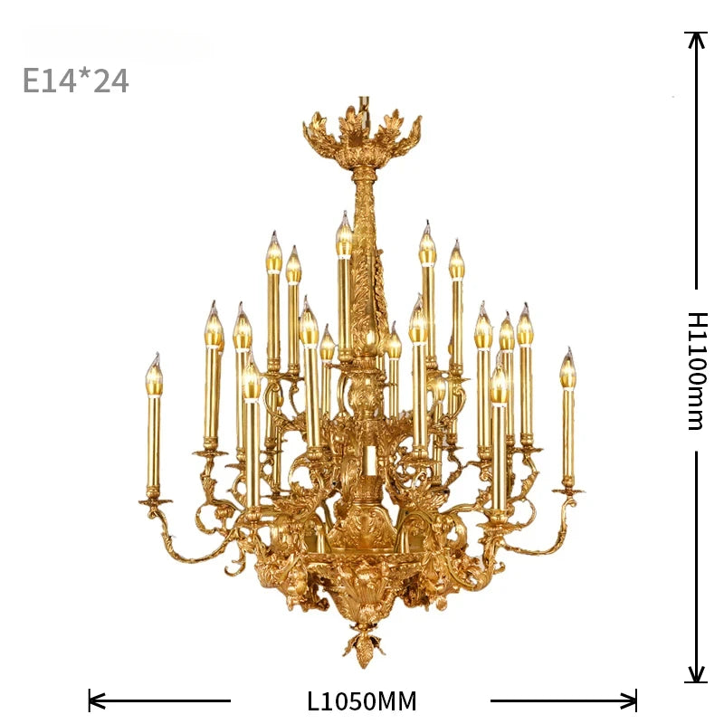 Mid Century Big Pendant Light Baroque Bronze Lamp Church Copper High End Lighting Royal Antique Brass Chandelier