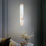 2026 Modern Luxury Natural Marble Wall Lamp - LED Long Oval Stone Sconce