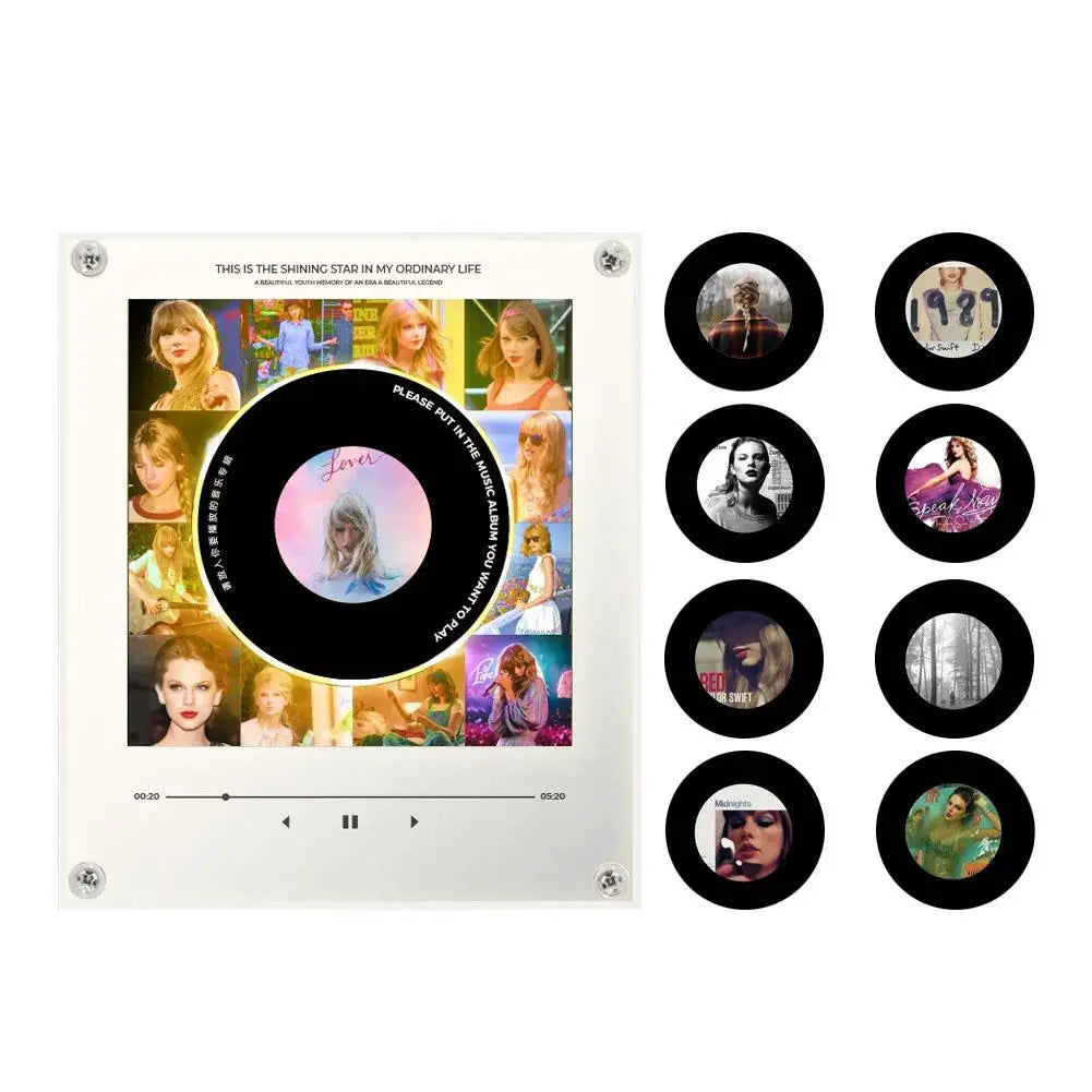 Smart Magnetic Music Vinyl Record Player Fridge Light - Touch-to-Play Album Magnet & LED Night Light Decor Lamp