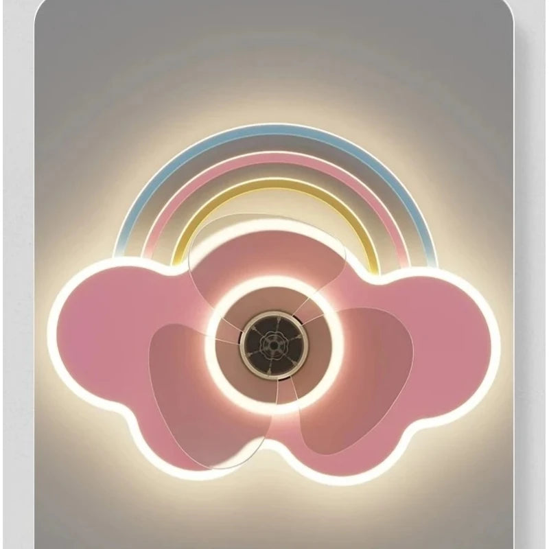 Pink LED Fans with Lights Remote for Living Room Bedroom Boys Girls Room LED Ceiling Lamp for Home Decro