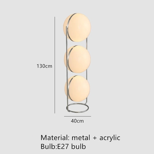 Floor Lamp Simple Design Led Chrome Metal  White Acrylic Ball Light Living Room Hotel Room Home Home Decoration Lamp