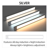Night Light 20/30/40/60cm Ultra thin LED Light Cabinet Light Motion Sensor Wireless type-c For Kitchen bedroom Wardrobe lighting
