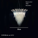 Petal Glass Flower Pendant Ceiling Lamp Minimalist Art Crystal Fringe Lamp for Living Room Staircase Villa Foyer Decor Lamp