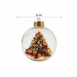 1pc 8CM Size Acrylic Material Christmas Ball Ornament Transparent Design with Light Santa Claus Pendant Hanging Christmas Decor