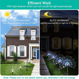 1 Pack Solar Firework Lawn Light Outdoor, IP65 Solar Garden Flower Fairy Lights For Patio Garden Christmas Lighting Decoration