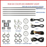 22 In1 Car Acrylic LED Ambient Lamps Universal Colorful Atmosphere Lights Auto Interior Neon Strip App Control 64 RGB  Lighting